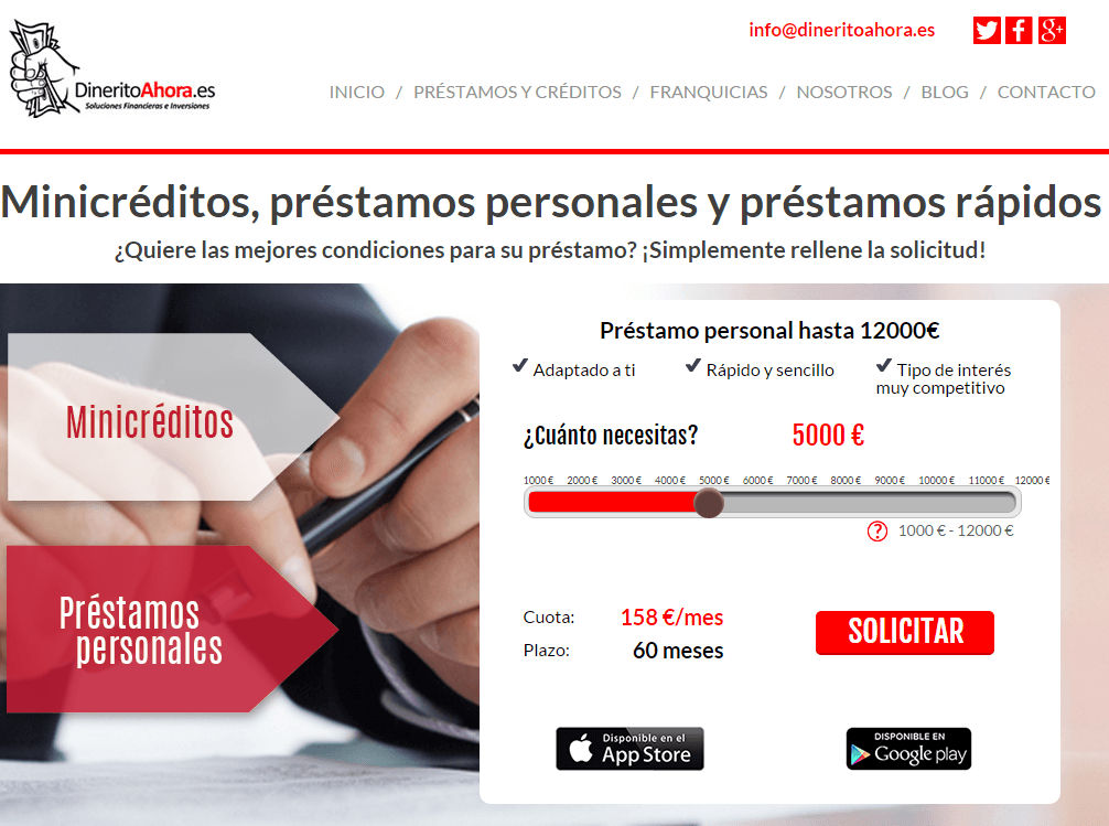 dineritoahora.es minicreditos, prestamos personales y prestamos rápidos 